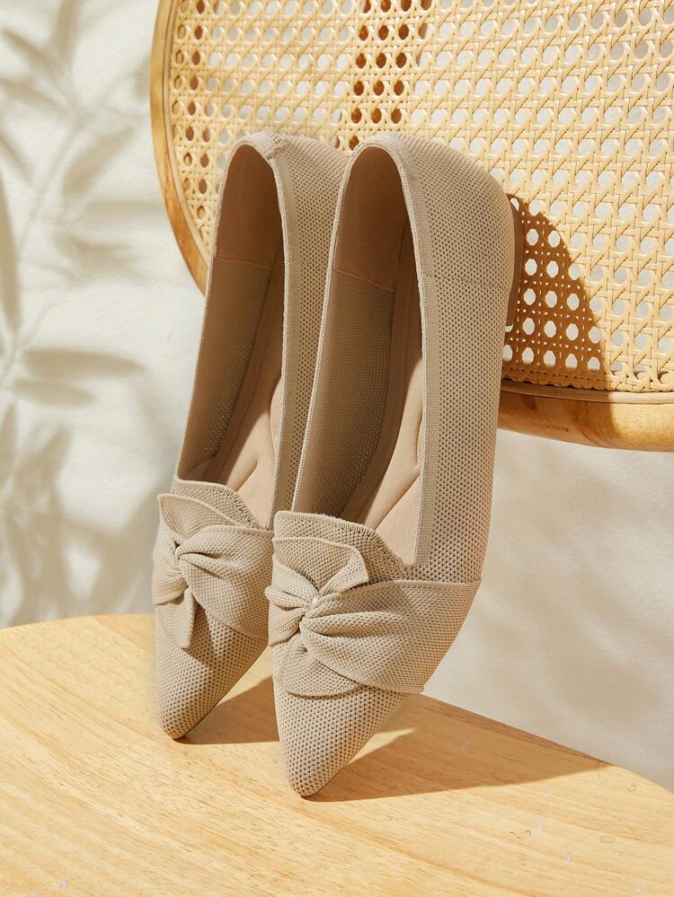 CUCCOO BASICS Women's Pointed Toe Flat Loafers, Soft Material, No Rub, New Slip-On Bowknot Shoes