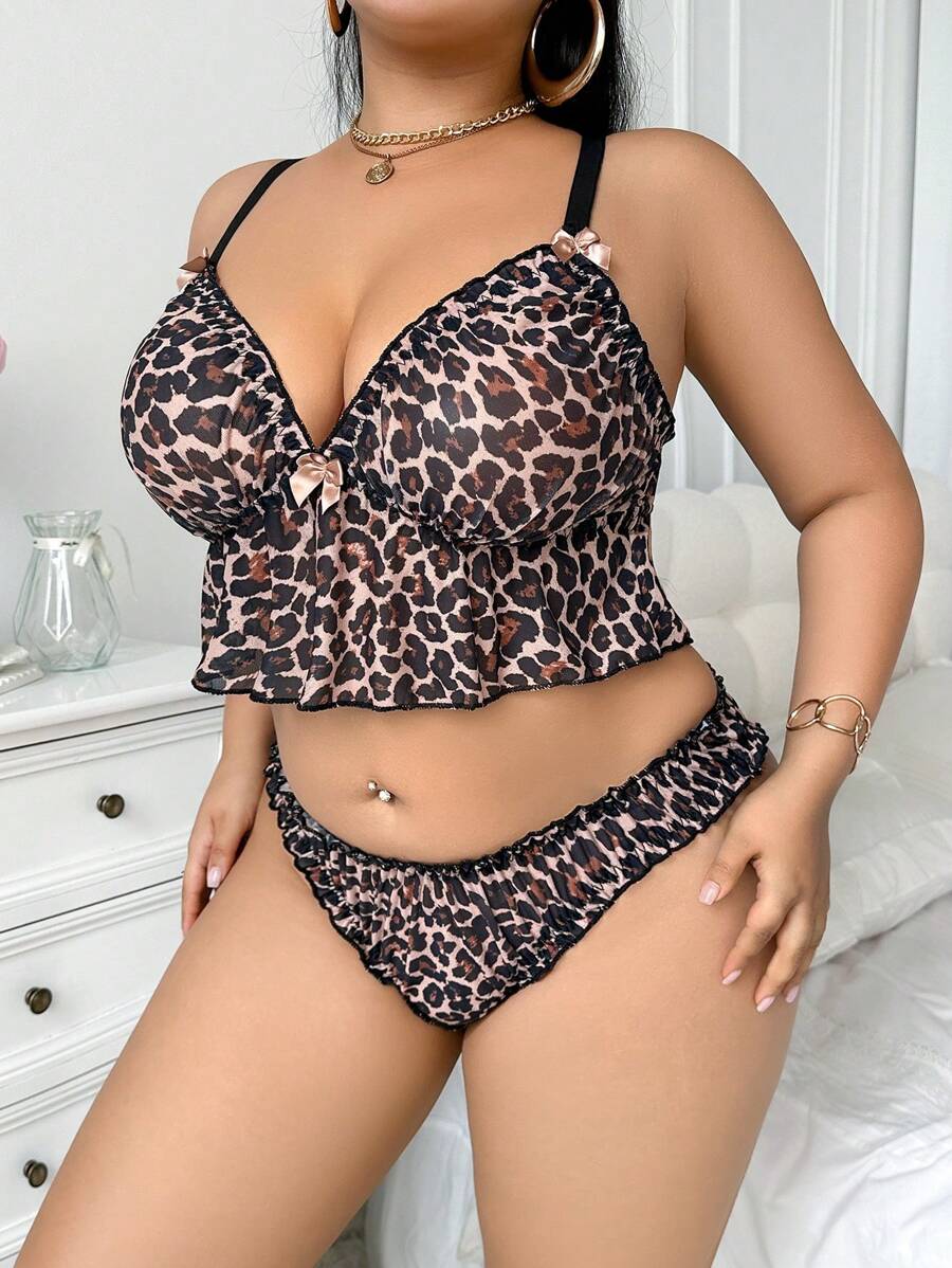 SHEIN 2pcs Set Plus Size Wireless Mesh Bras - Multicolor - View 1