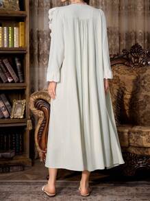PalaceNights Floral Embroidery Patchwork Retro Palace Style Women's Camisole Nightgown And Robe Sets, Fall Clothes - Mint Green - View 2