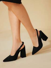 CUCCOO BASICS Damen Mode Schwarz Plateau Absatz Spitze Zehen Riemen Pumps, Einfach Basis für Büro, Date, Party, Festival