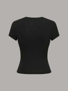 GlowEve Femmes décontracté Couleur Unie Col Rond Manches Courtes T-Shirt, Été