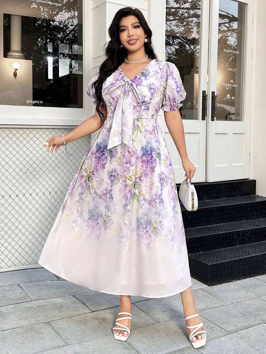 Modelyn Plus Size Short Sleeve Summer Dress, Fashion - Multicolor - View 1