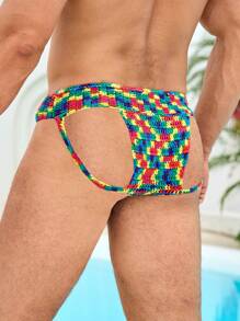 Manfinity Swimmode Quần short dệt kim khoét lỗ nhiều màu sắc đi biển dành cho nam - Nhiều màu - Xem 5