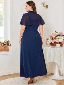 Modelyn 1pc Women's Elegant Solid Color Romantic Shawl And Dress Set - Multicolor - View 2