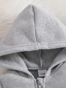 SHEIN 3 Stücke Baby Jungen Mode Coole Grau Weste, Sweatshirt und Hose Set, Buchstaben Muster Dekor, vielseitig für drinnen und Outdoor tragbar Baby Jungen Trainingsanzug, Baby Jungen Streetwear, Baby Jungen Hoodie Set, Baby Jungen Streetwear Herbst Winter - Grau - Übersicht 6
