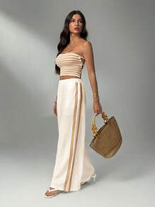 SHEIN Tall 女士刺绣阔腿裤 100% 纯棉