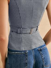 Poéselle 女士复古法式休闲经典方领百搭时尚衬衫 - 藏蓝色 - 查看 7