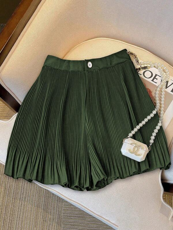 Regalyn Shorts plisados de color liso informales de talla grande para verano