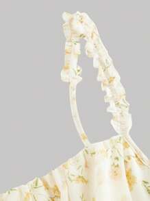 SHEIN MOD Plus Size Women Summer Ditsy Floral Midi Dress, Elegant Dress,Cruise Women Outfits,Dresses Graduation,Kentucky Derby Dress,Hawaii Women Outfits,Rave Outfits,Music Festival Outfits,Flowy Women Dresses,Easter Dress,Derby Dress,Yellow Dress,Summer Dresses For Women,Graduation Dresses - Apricot - View 3