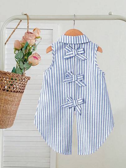 LMoss Kids 少女针织纯色合身休闲条纹背心