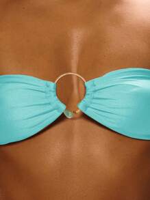 Musera Resort Sutien de bikini fără bretele, cu garnitură de cristal, model bandeau, doar pentru vacanță de vară, Ibiza, elegant, Ibiza, drăguț, pe plajă, pentru festivaluri, rave, boho, VACANȚĂ, vară - Albastru - Vizualizare 5