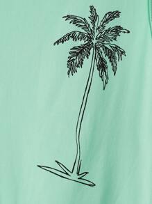 Manfinity RSRT 男士海滩度假椰子树印花背心和短裤套装