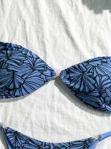 Swim Vcay Bộ 2 món/Bộ đồ bơi gợi cảm cho nữ, dây đeo mảnh vải họa tiết màu vàng, áo quây không dây và quần bikini, ngày lễ mùa hè - Nhiều màu - Xem 3