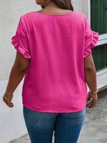 Weeklong 大碼荷葉邊花瓣袖襯衫