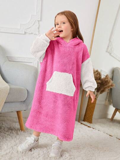 SHEIN Suéter de punto con bloques de color elegante y lindo para niñas jóvenes, ropa de otoño e invierno para niñas