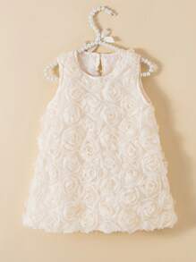 婴儿/幼儿女孩可爱刺绣网眼无袖夏装