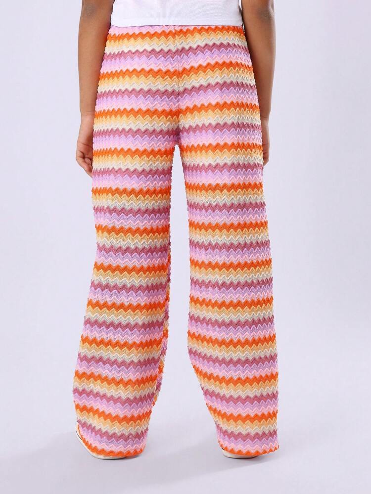 Pantalon large style bohème en tricot à vagues rétro