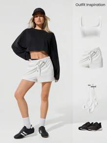 GLOWMODE Glow For It Soft Comfy Cropped Sweatshirt Yoga Pilates Studio Gym Daily Active Casual Wear