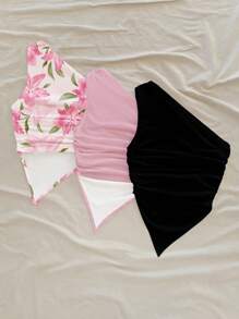 Soleia 3 件套休闲花卉印花纯色衬衫，适合夏季女士 - 彩色 - 查看 2