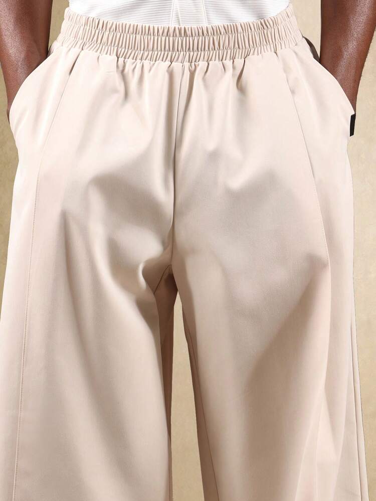 Barrel Fit Smart Wide Leg Pleated Pants