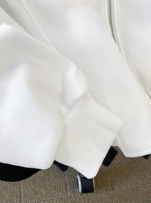 SHEIN EZwear Women's Solid Color Long Sleeve Zip Front Loose Casual Hoodie Pullover Fall