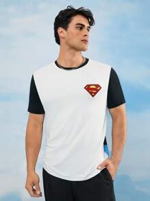 SUPERMAN X SHEIN Men Colorblock Figure Graphic Round Neck Short Sleeve T-Shirt Superhero Shirt Comic Book Shirt - Multicolor - View 5