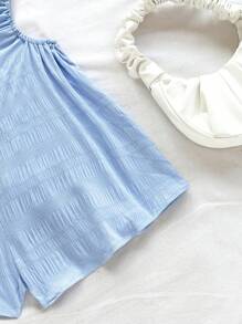 Soleia 女士度假风系带垂坠领露腰连体衣，宽松下摆，适合派对、下午茶、城市街头穿着 - 淺藍色 - 查看 6