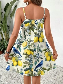 SHEIN LUNE Váy Mini Dệt Kim Không Tay Màu Chanh Cho Nữ, Thích Hợp Cho Mùa Hè - Nhiều màu - Xem 2