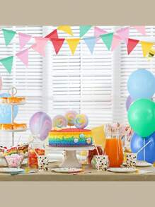 1 套 3.6 米粗麻布卡其色横幅、粗麻布三角旗、亚麻彩旗、花环丝带，适用于生日、婚礼、派对、露营、波西米亚春季复活节、节日派对装饰 - 彩色 - 查看 2