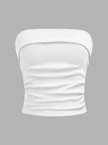 SHEIN Girlism Set de 2 sutiene tip bandeau pentru adolescente, simple și confortabile, cu tiv pliabil și pliabil