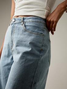 MISSGUIDED 高级时尚阔腿灯芯绒牛仔裤复古90年代风格休闲裤秋冬度假装纹理裤 - 藍白色 - 查看 3