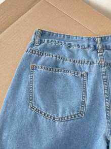 Comfortcana Quần jean ống rộng rộng rãi, quần jean ống rộng cạp chun có nơ cho nữ, quần jean ống rộng rộng rãi, quần jean dự tiệc đồng quê, quần jean dễ thương, quần jean mùa hè cho nữ, quần jean thường ngày cho nữ, quần ống rộng cho nữ, quần ăn sáng muộn cho nữ, quần rộng thùng thình, trở lại trường học - Rửa trung bình - Xem 4
