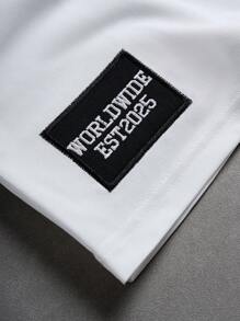 Manfinity EMRG Sommer Herren Jungs Sport Streetwear Set bestehend aus T-Shirt mit besticktem Buchstabenmotiv und Shorts