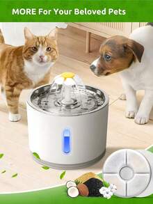 8PCS【圆形】猫饮水器滤芯替换滤芯，兼容80oz/2.4l猫饮水器，多重过滤系统活性炭滤芯，适用于自动宠物饮水花洒，适用于猫狗饮水机，防止宠物掉毛，避免误食，保护宠物健康，送给宠物最好的生日礼物