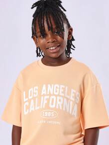 SUMWON Los Angeles California Youth Sweatshirt Shorts Set Summer Fashion Always Awesome Comfortable Wear - Orange - View 5