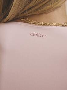 Aralina 女式纯色长袖扭纹设计短款修身运动T恤 - 粉色 - 查看 4