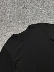 Manfinity Dauomo Plus Size Men Summer Casual Heart Embroidered T-Shirt - Black - View 4