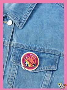 THE POWERPUFF GIRLS X SHEIN 圆形时尚卡通设计胸针 - 紅色 - 查看 2