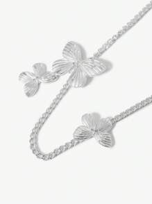 SHEIN SXY Cadena para la cintura con diseño de mariposa para mujer, adecuada para vestidos - Plateado - Ver 4