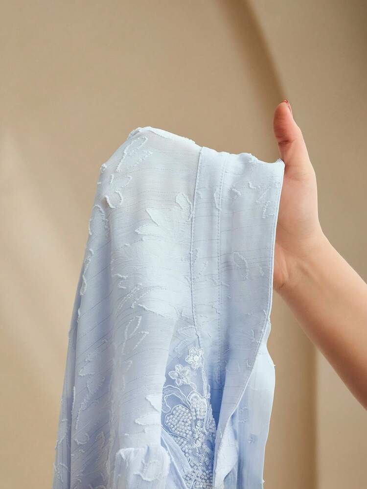 Blusa de manga larga para mujer con diseño de volantes, adornada con cuentas y lentejuelas
