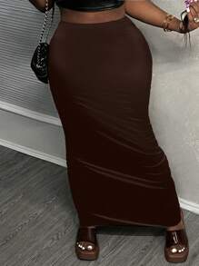 Slaydiva 2 件棕色豹纹低腰紧身美人鱼长裙，豹纹图案，女士适用 - 彩色 - 查看 9