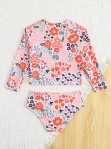 Set da 2 pezzi Tankini costume da bagno con stampa floreale tropicale per bimbe piccole, abbinati alle sorelle (venduti separatamente)