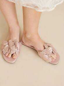 MOTF WOMEN'S FASHION CASUAL WOVEN EMBOSSED MULE SLIP-ON FLAT SANDALS FOR CHRISTMAS - Gold - View 6