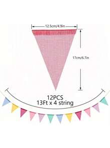 1 套 3.6 米粗麻布卡其色横幅、粗麻布三角旗、亚麻彩旗、花环丝带，适用于生日、婚礼、派对、露营、波西米亚春季复活节、节日派对装饰 - 彩色 - 查看 3