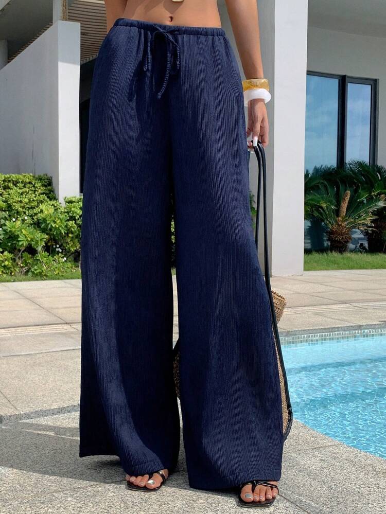 Women's Wide Leg Textured Beach Pants, Spring/Summer