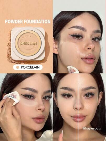 SHEGLAM بودرة أساس Skin-Focus عالية التغطية-بورسلين 36 لونًا للتحكم في الزيوت وخالية من العيوب وتغطية كاملة وخفيفة الوزن وبودرة مضغوطة ناعمة غير لامعة وأكثر نعومة ومكياج للوجه تخفيضات هدية عيد الميلاد كريم أساس علامة تجارية جمال مكياج مستحضرات تجميل للنساء الفتيات مثالي لفصل الخريف الشتاء مثالي ل- Y2K أزياء أنيقة هدية حفلة جاهز أفضل لون