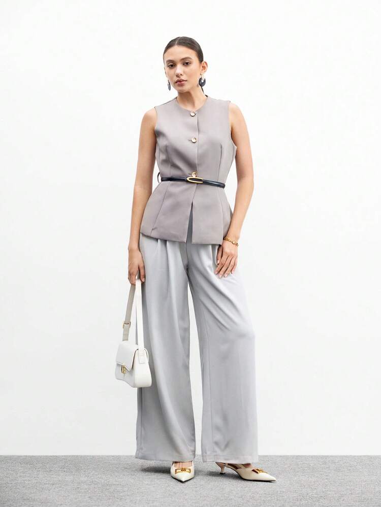 CUCCOO BIZCHIC Zapatos de tacón de aguja de tacón de gatito con hebilla metálica y correa al tobillo, zapatos de oficina y uso diario para mujer