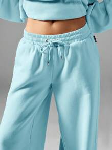 Missguided x Playboy 宽腿运动裤慢跑裤贴花刺绣标志高腰舒适街头服饰家居服运动休闲 - 藍色 - 查看 5