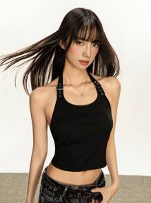 Rina Fox Áo hở lưng hở vai gợi cảm thời trang nữ - màu đen - Xem 5