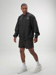 ARC Activewear 超大圆领运动上衣 健身房运动夹克 套头衫 - 黑色 - 查看 3